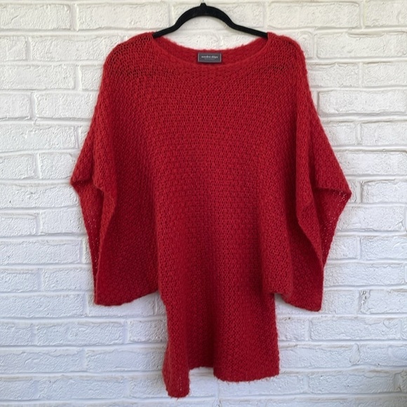 Wooden Ships Red Open Weave Dolman Batwing Sleeve Pullover - Picture 5 of 10